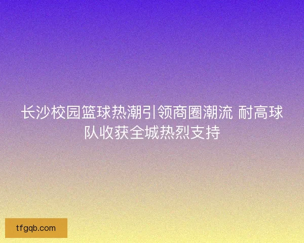长沙校园篮球热潮引领商圈潮流 耐高球队收获全城热烈支持